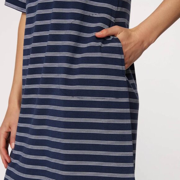 👚3 FOR $20👚 NEW Hang Ten Navy Striped UPF 50 Beach Swimsuit Swim Coverup Dress - Picture 2 of 4